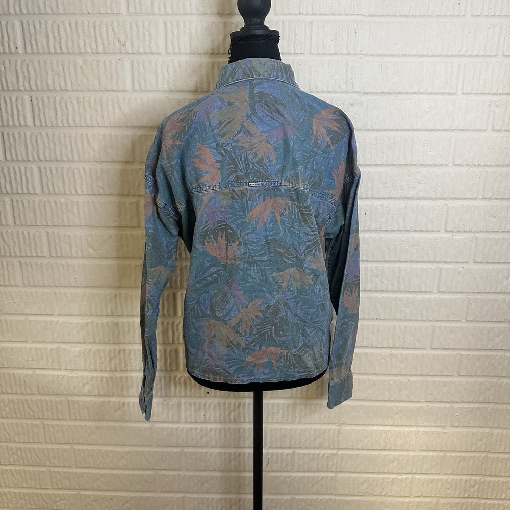 PRANA Shirt Womens XS Button Up Front Tie Jungle Leaf Outdoor Organic Cotton - Picture 4 of 6